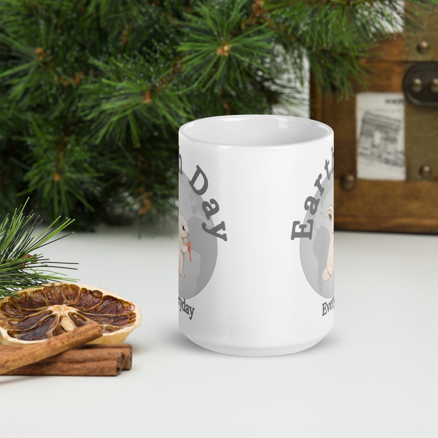 Earth Day Everyday Rabbit Ceramic Mug with bunny rabbit