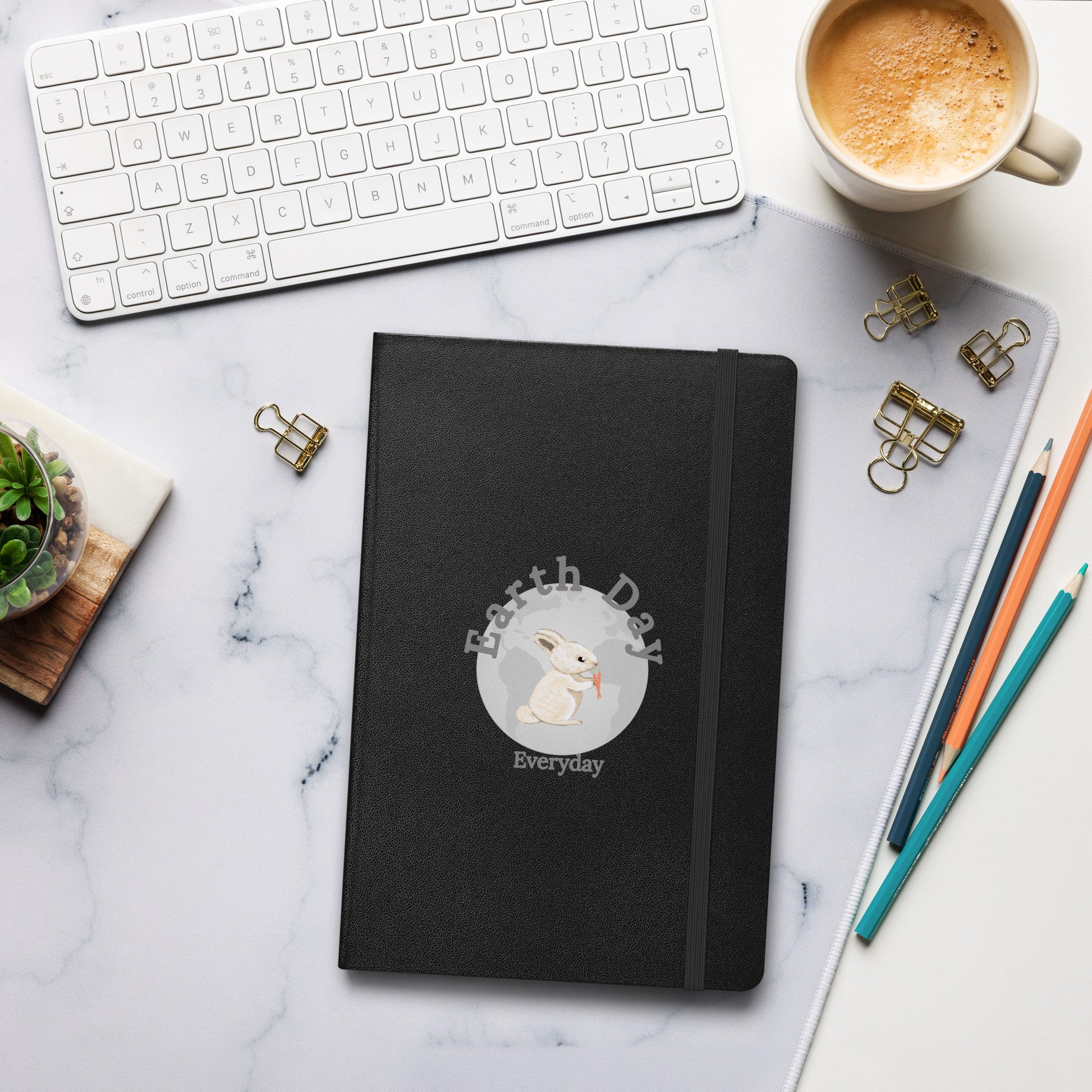 Earth Day Everyday Rabbit Hardcover Bound Notebook. This is a perfect gift for earth day, housewarmings and birthdays.