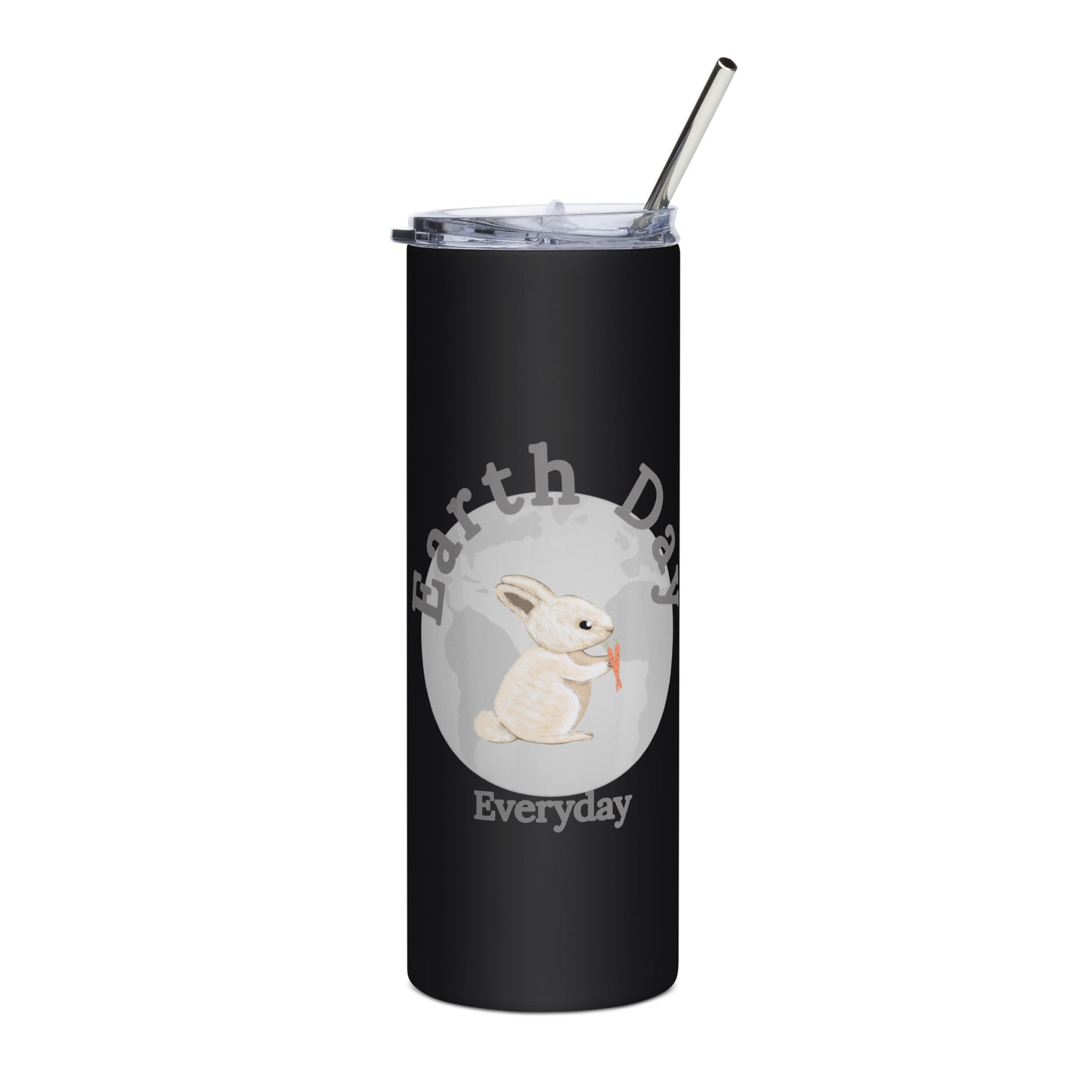 Tumbler featuring earth day bunny rabbit on black background. Makes a great gift for earth day, birthdays, Christmas, Valentine’s Day, Thanksgiving &amp; Mother’s Day.
