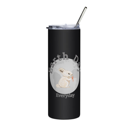 Tumbler featuring earth day bunny rabbit on black background. Makes a great gift for earth day, birthdays, Christmas, Valentine’s Day, Thanksgiving &amp; Mother’s Day.