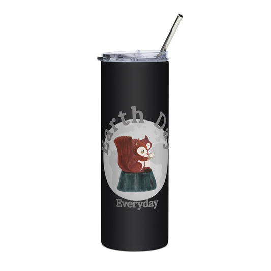 Tumbler featuring earth day squirrels on black background. Makes a great gift for earth day, birthdays, Christmas, Valentine’s Day, Thanksgiving &amp; Mother’s Day.