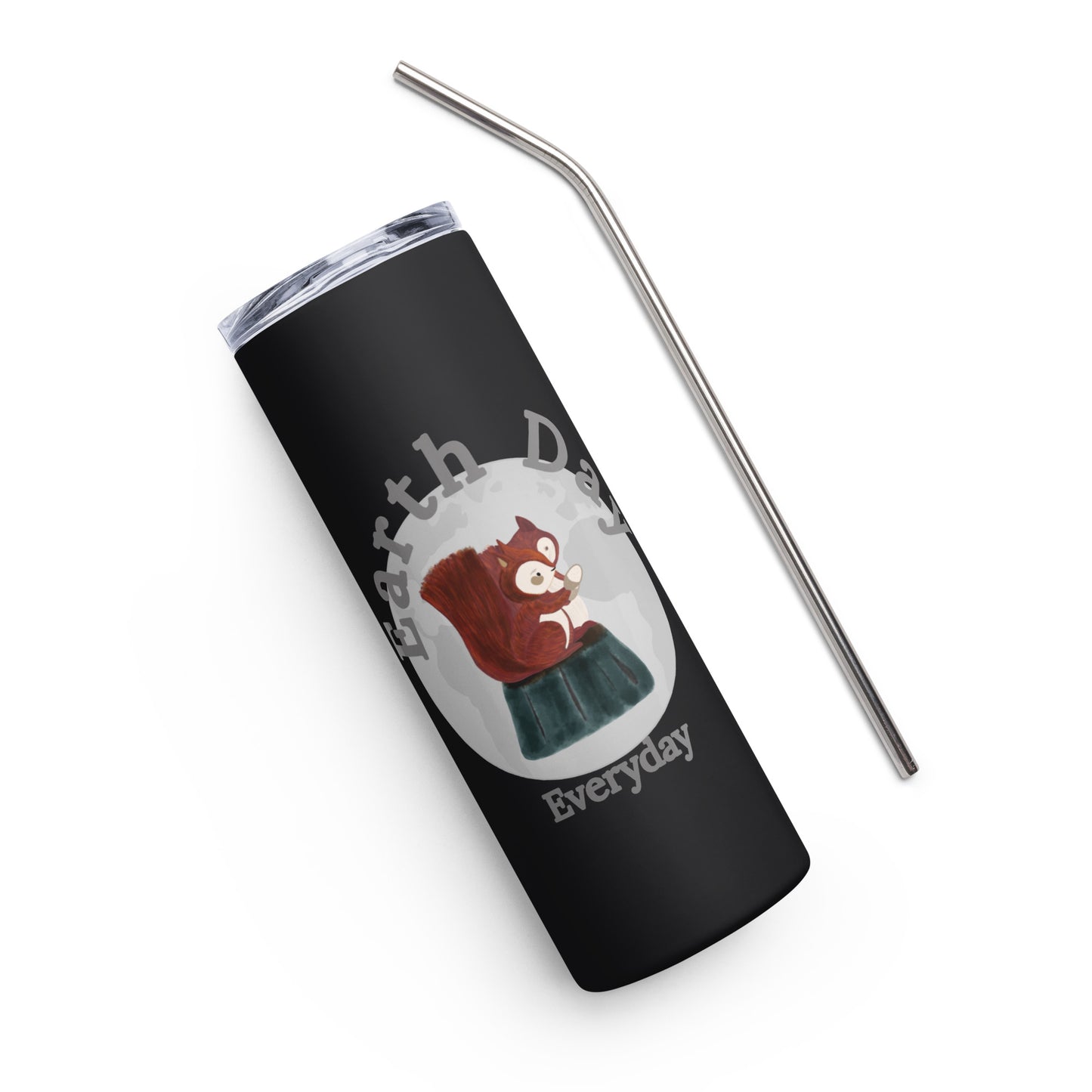Tumbler featuring earth day squirrels on black background. Makes a great gift for earth day, birthdays, Christmas, Valentine’s Day, Thanksgiving &amp; Mother’s Day.