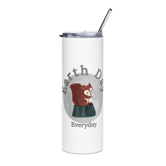 Tumbler featuring earth day squirrels on white background. Makes a great gift for earth day, birthdays, Christmas, Valentine’s Day, Thanksgiving &amp; Mother’s Day.