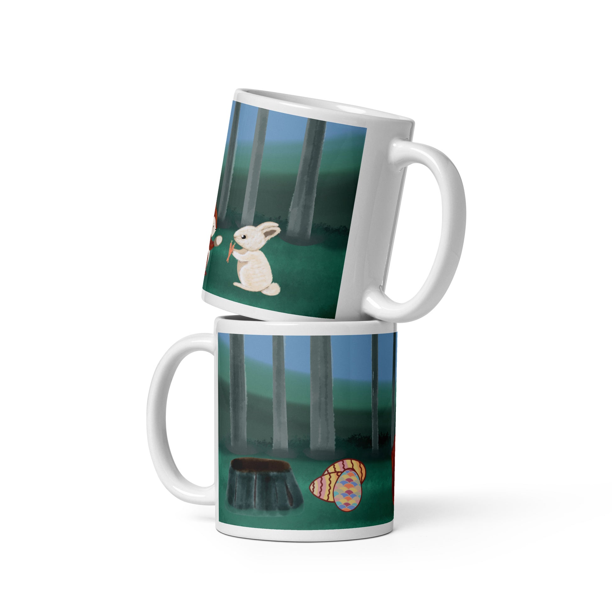 Forest Animals Adventure 2 Ceramic Mug featuring a forest scene. Perfect gift for earth day, housewarmings, birthdays, Valentines, Thanksgiving, Christmas, Father’s Day and Mother’s Day.