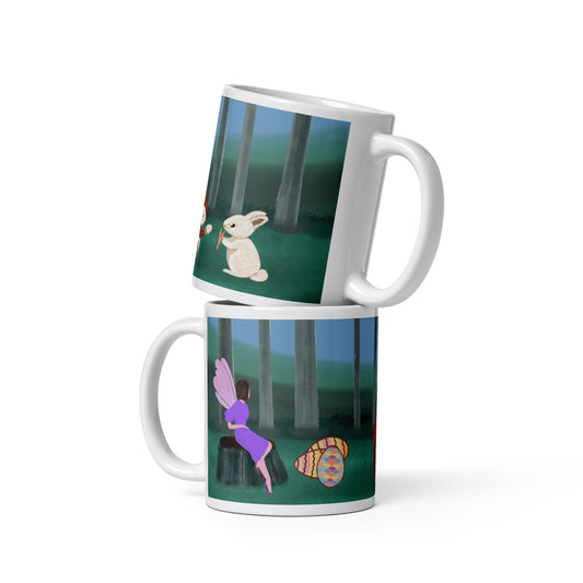 Forest Animals Adventure 3 Ceramic Mug featuring a forest scene. Perfect gift for earth day, housewarmings, birthdays, Valentines, Thanksgiving, Christmas, Father’s Day and Mother’s Day.