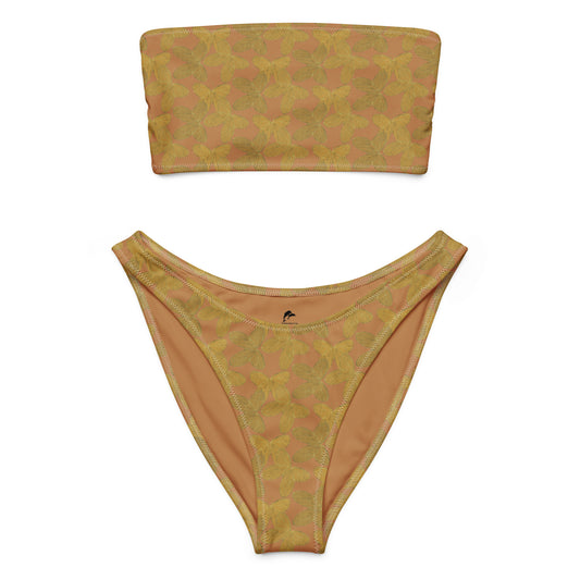 gold butterfly bandeau bikini, front