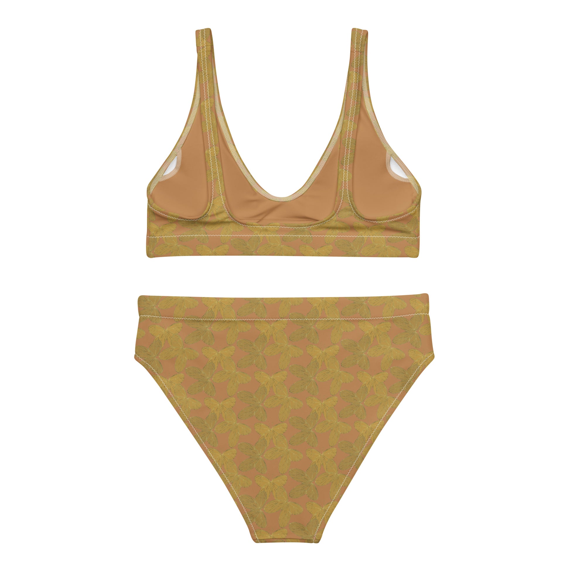 gold butterfly high waisted bikini two piece