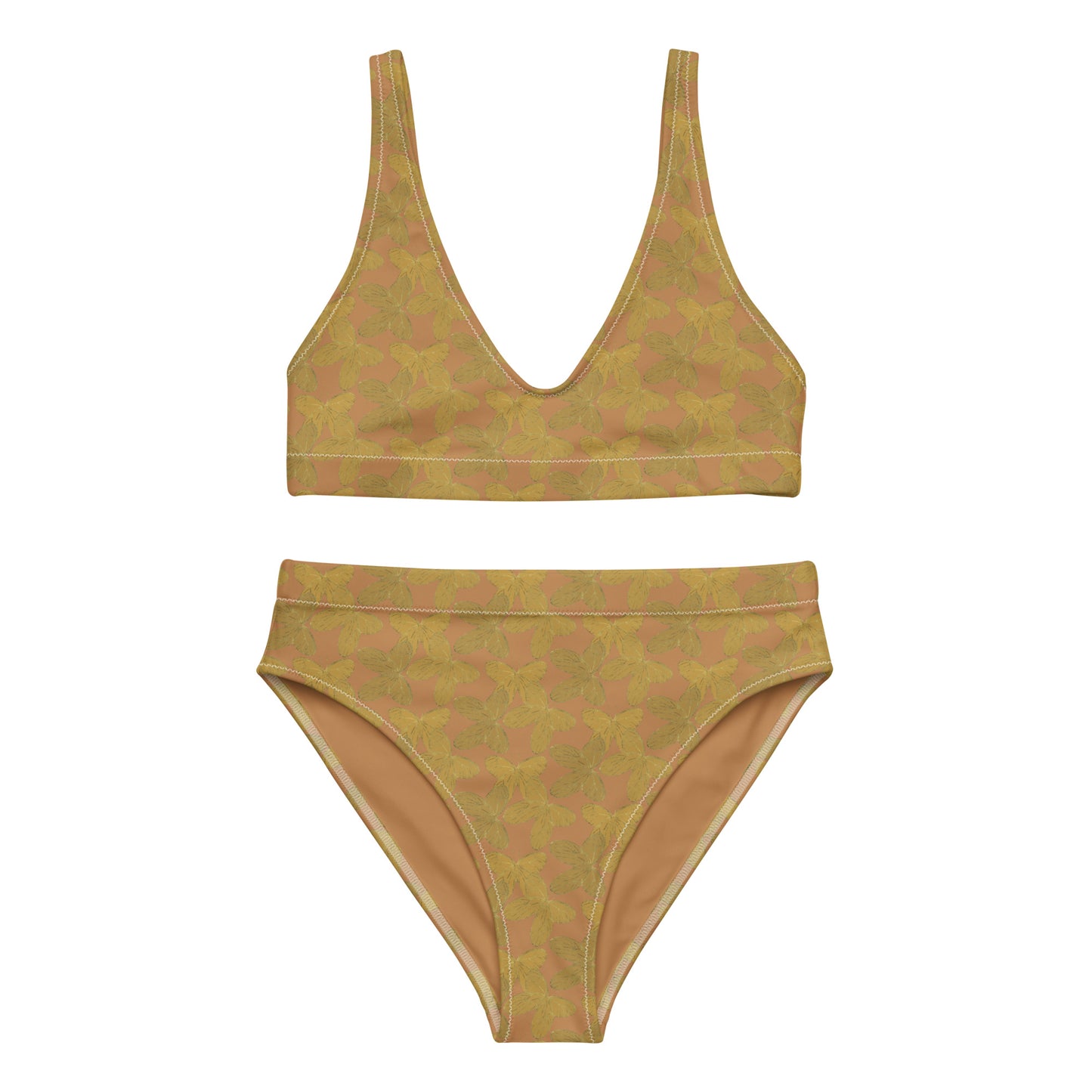 gold butterfly high waisted bikini two piece, front view