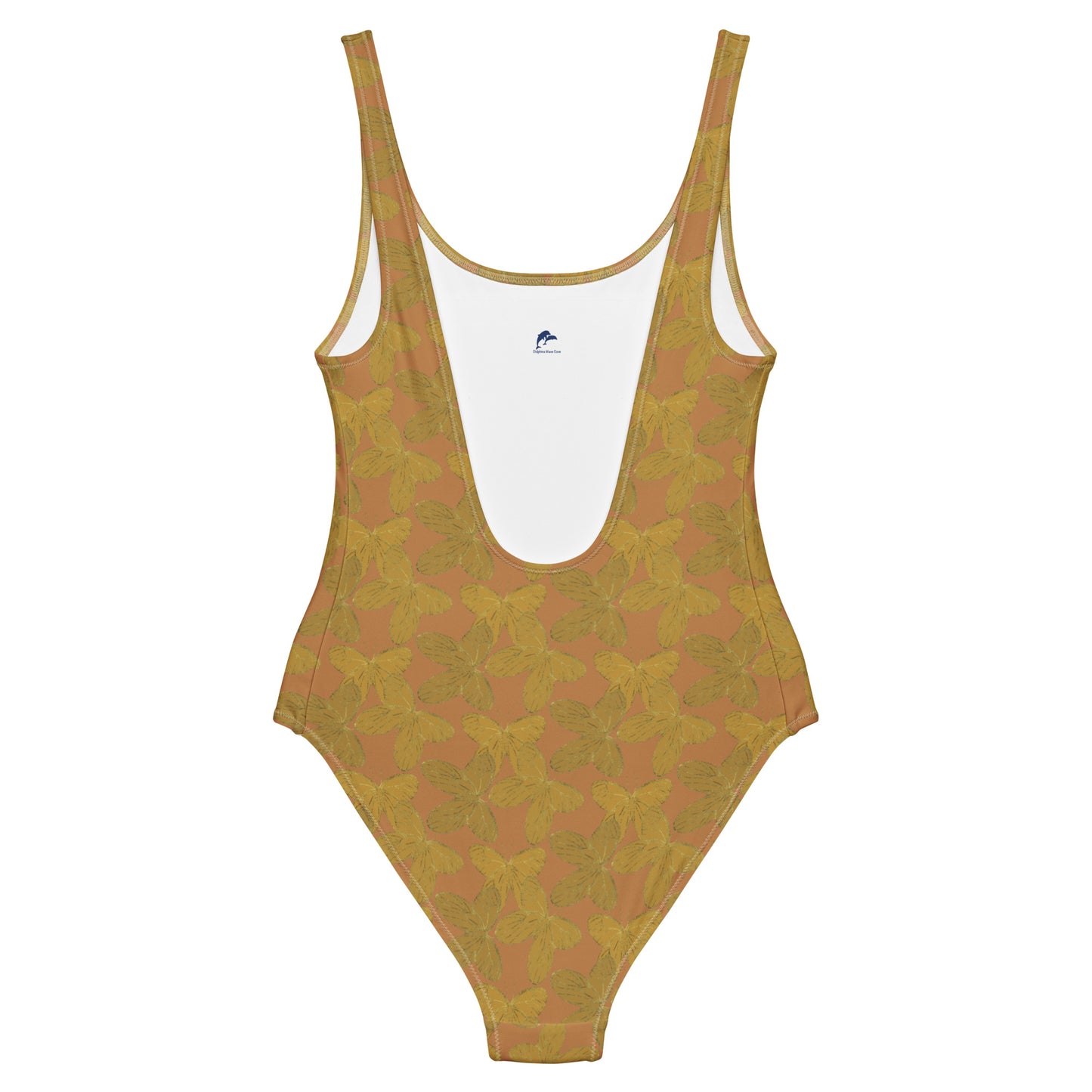 gold butterfly one-piece swimsuit with lace effect 