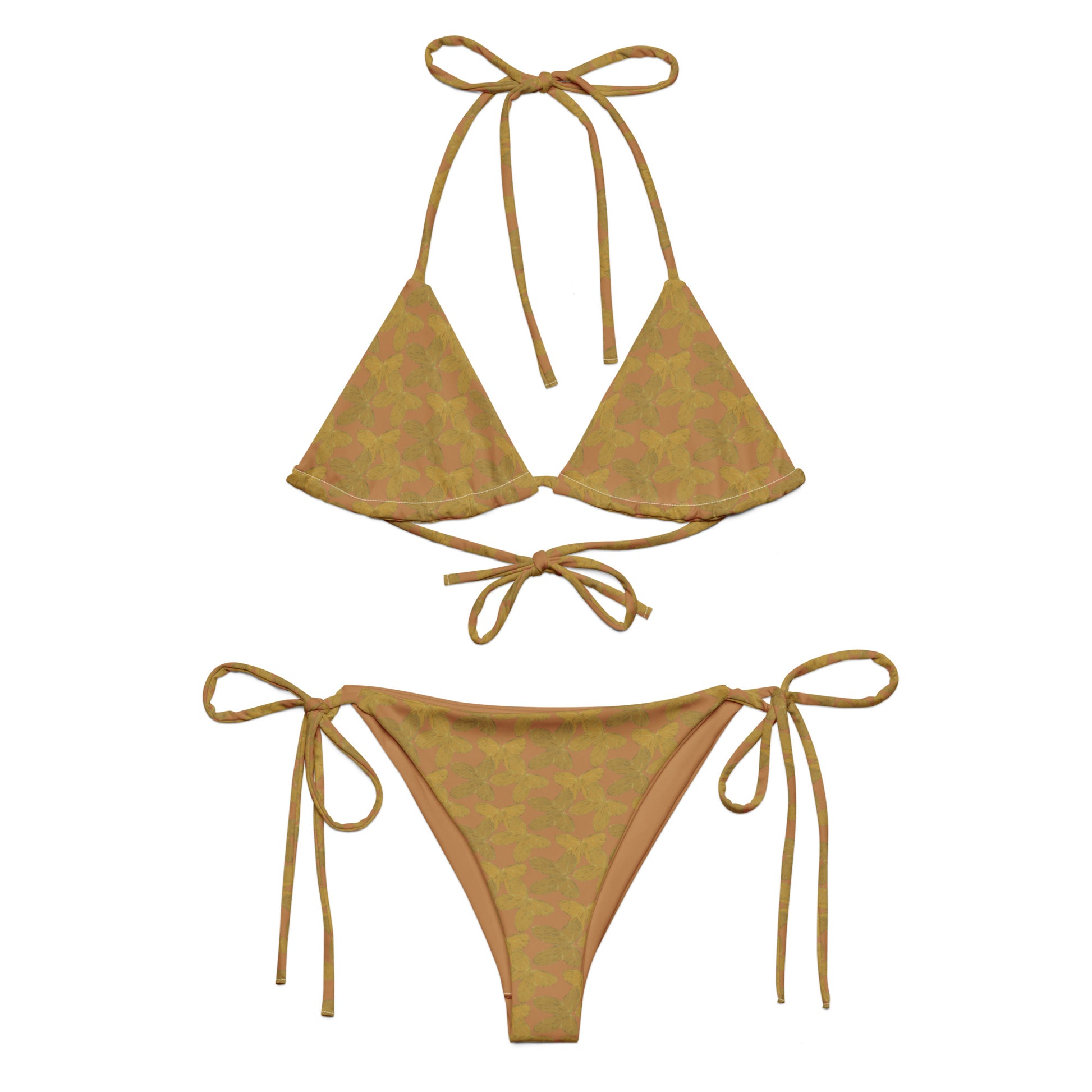 gold butterfly string bikini triangle, front