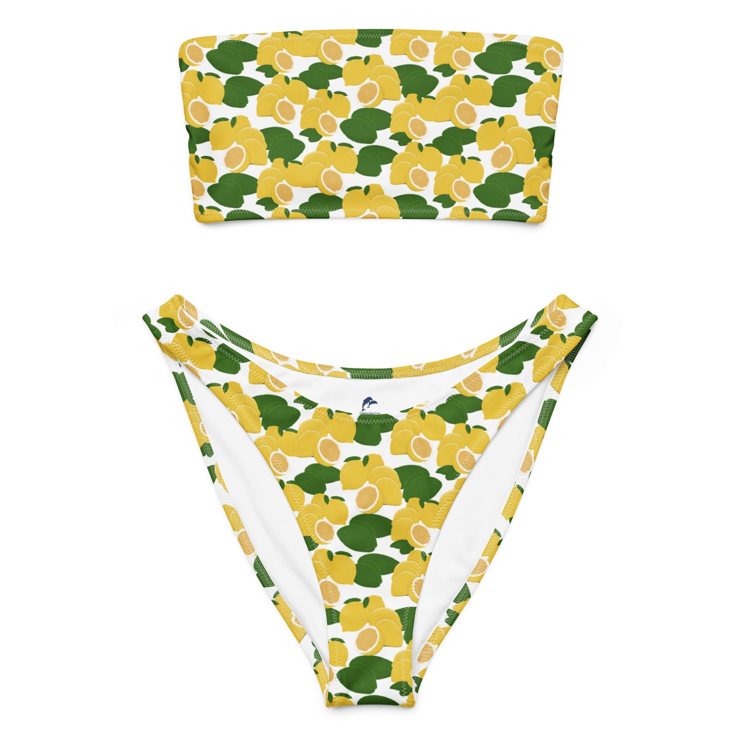 bandeau bikini with lemons and leaves