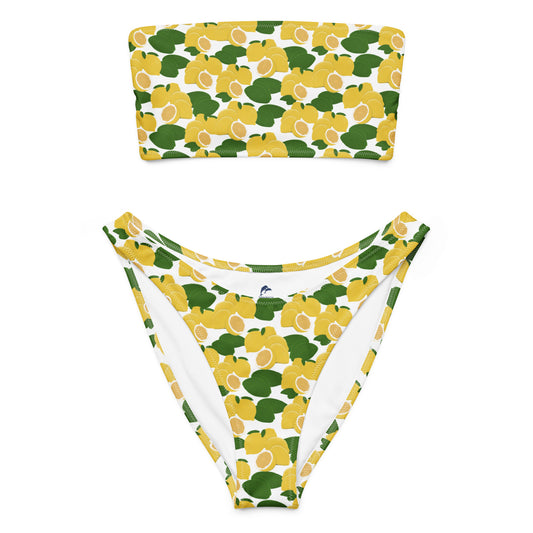 bandeau bikini with lemons and leaves