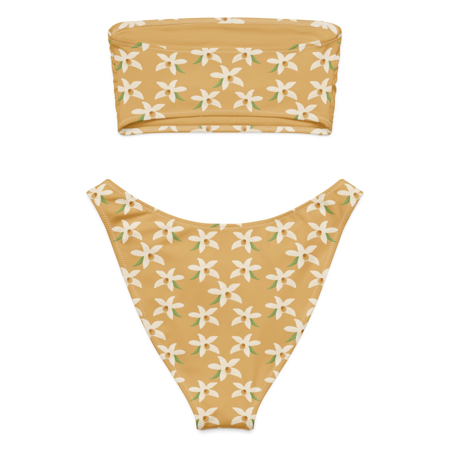 orchids bandeau bikini on yellow