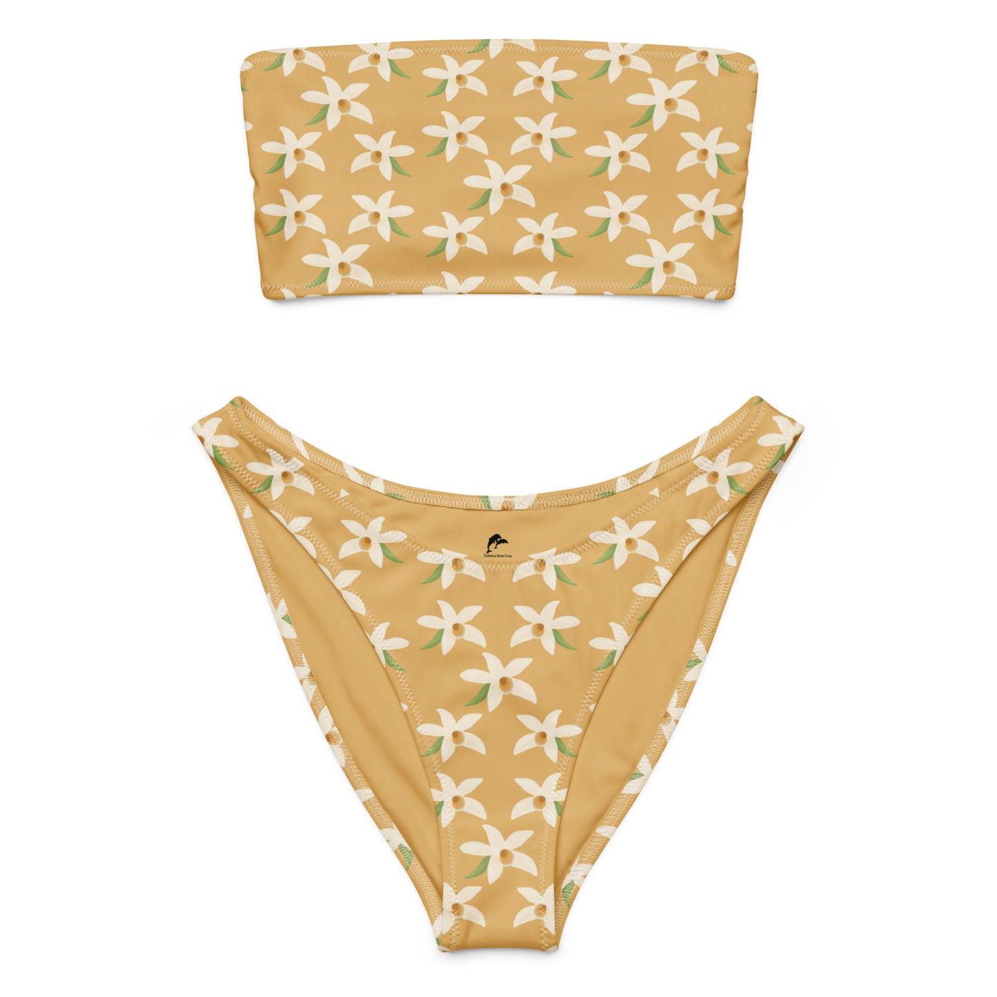 orchids bandeau bikini on yellow
