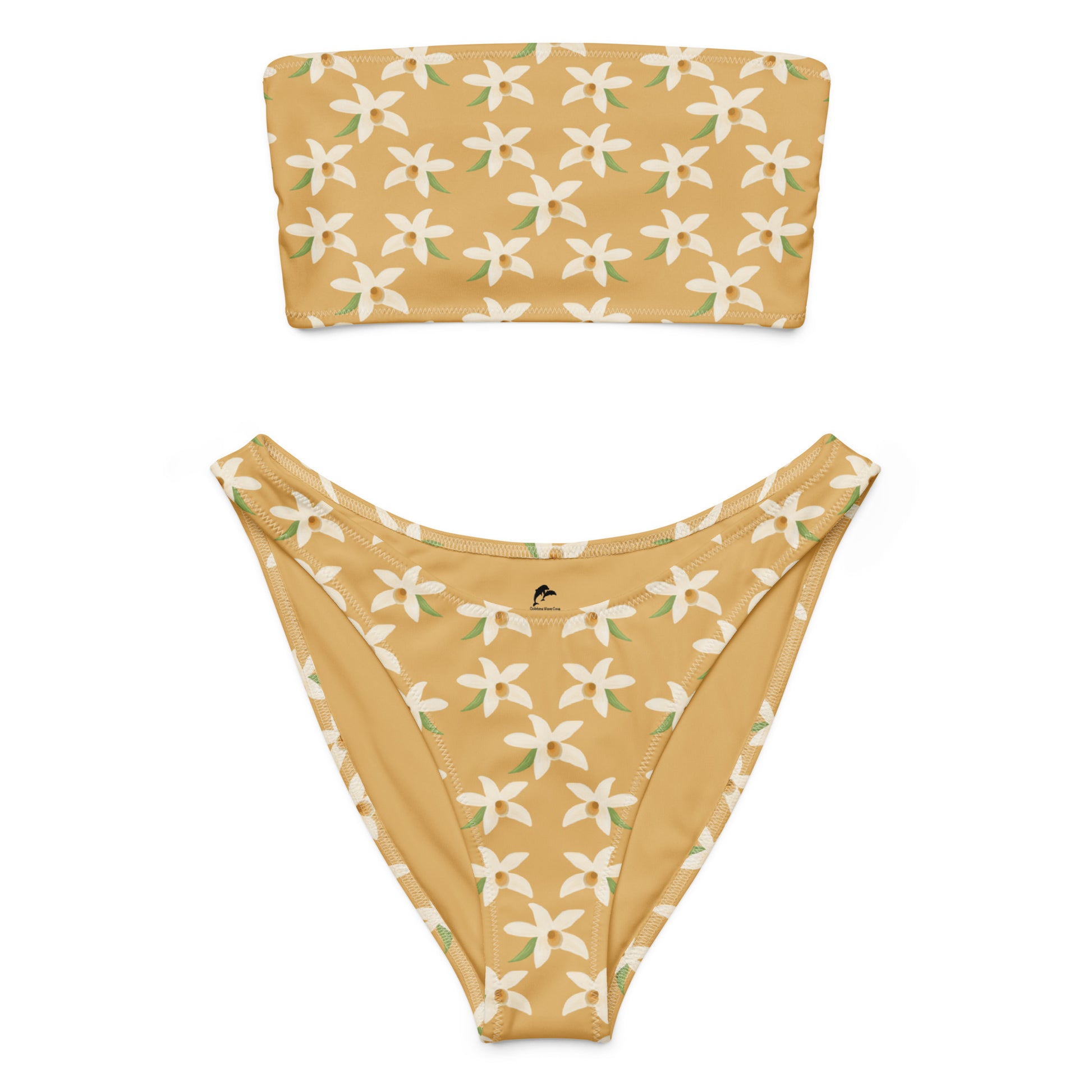 orchids bandeau bikini on yellow