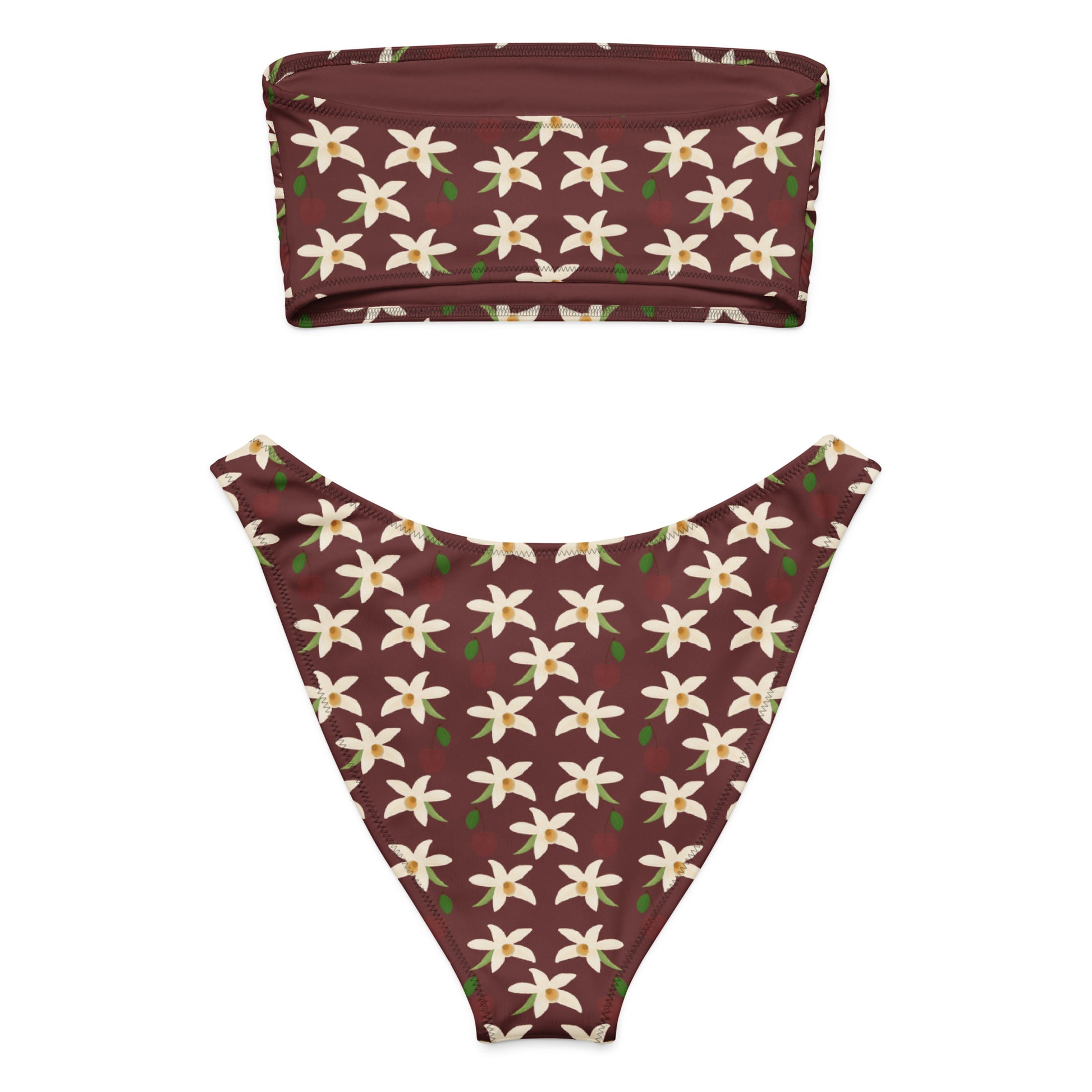 orchids cherry bandeau bikini