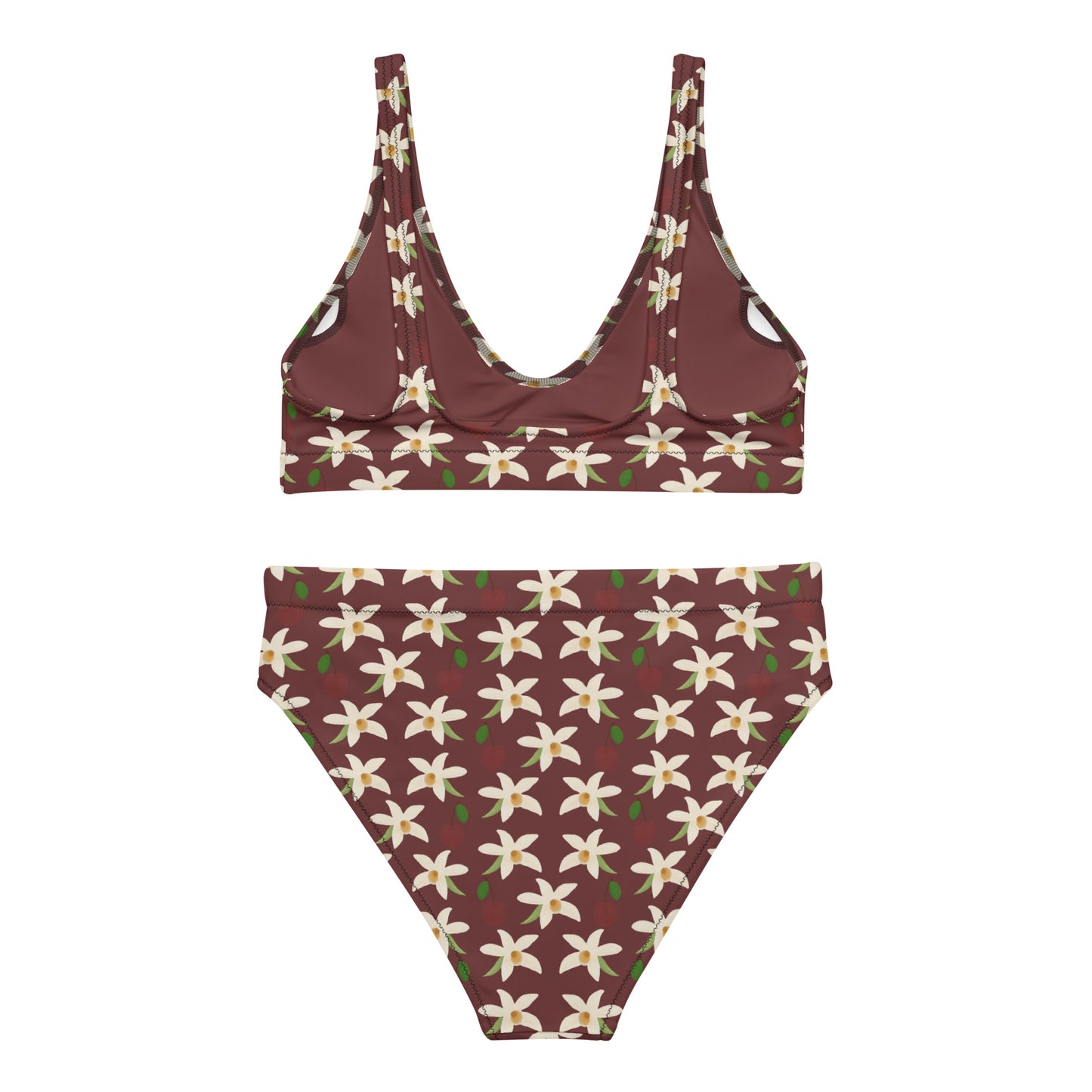 orchids cherry high waisted biikini
