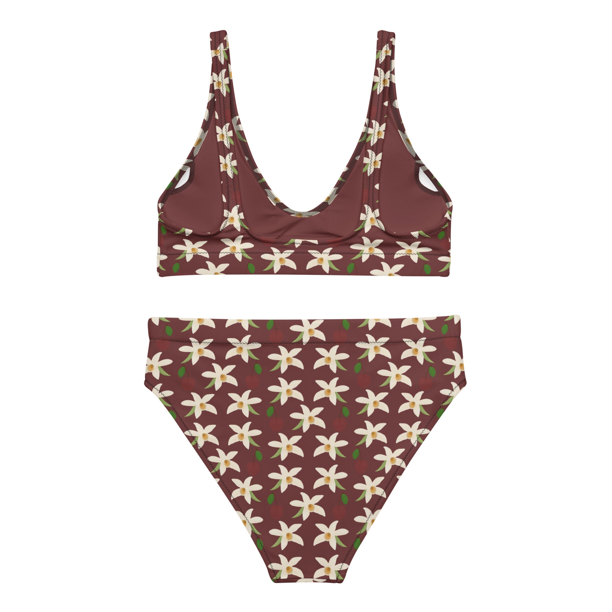 orchids cherry high waisted biikini