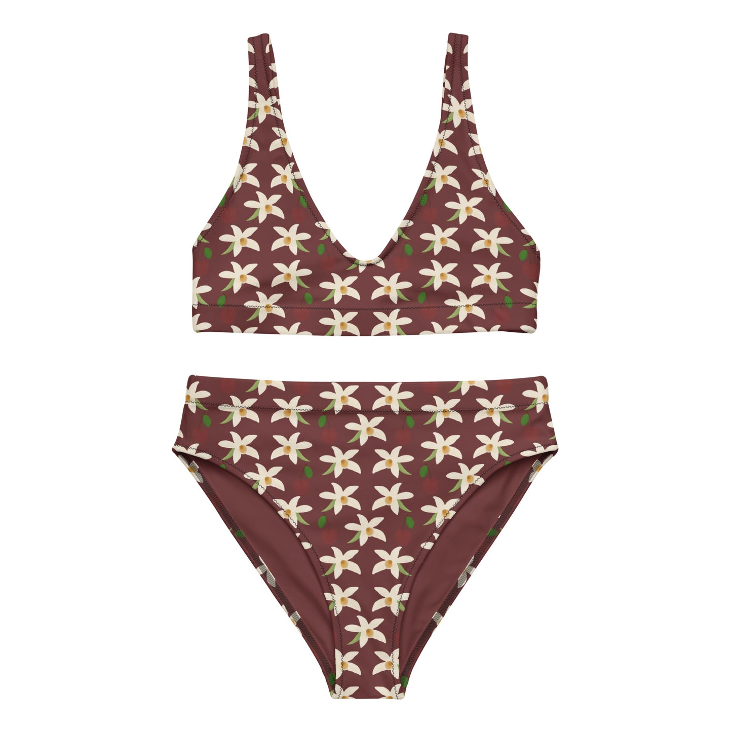 orchids cherry high waisted biikini