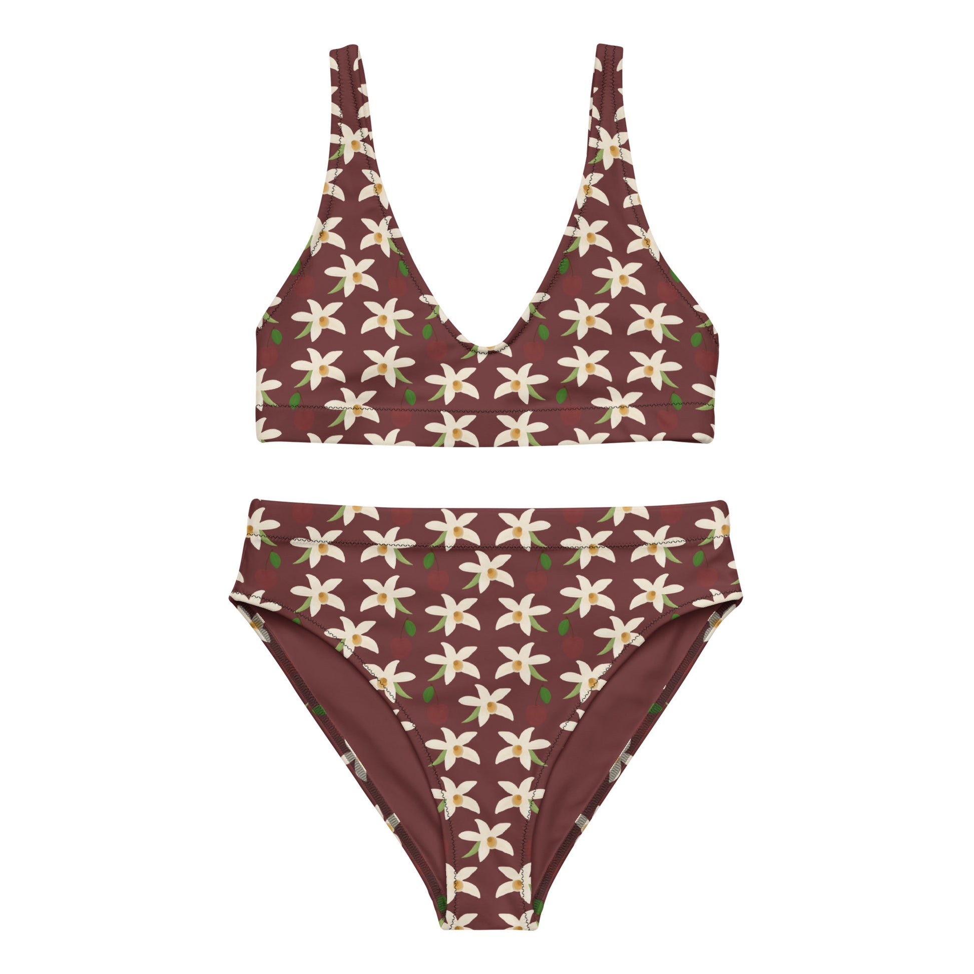 orchids cherry high waisted biikini