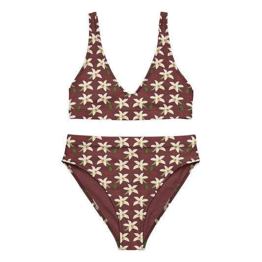 orchids cherry high waisted biikini