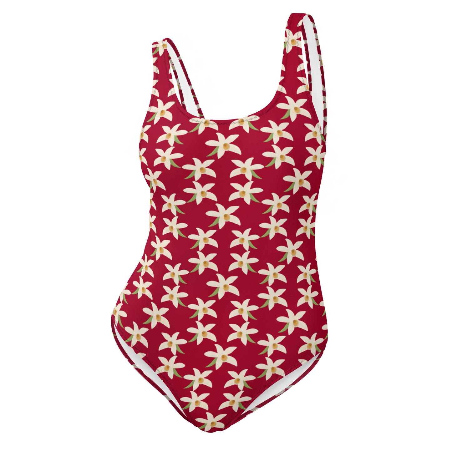 orchids one piece swimsuit on red