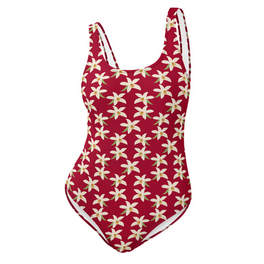orchids one piece swimsuit on red