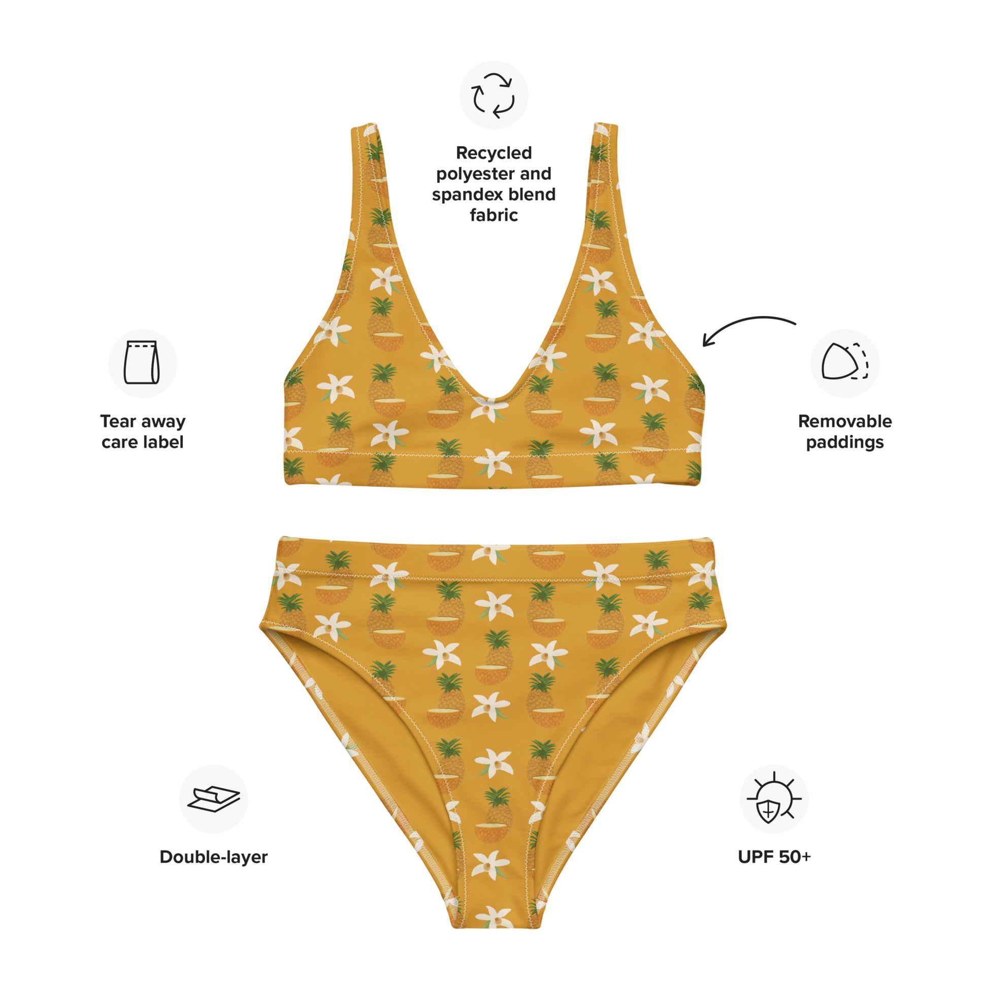 high waist bikini with pineapple