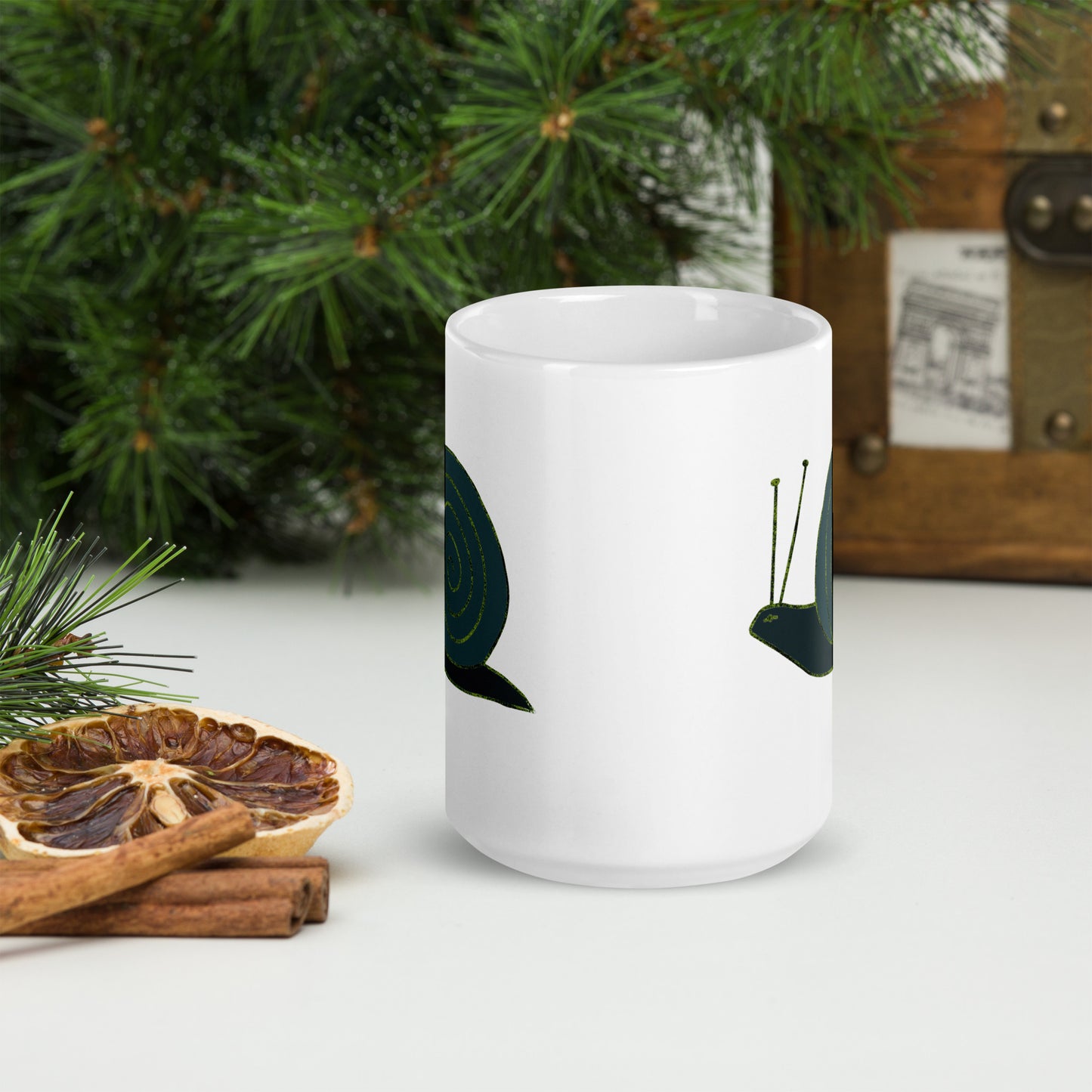 Snail ceramic mug featuring a whimsical snail design with a spiral shell