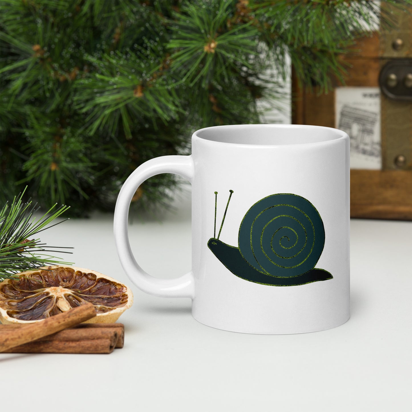 Snail ceramic mug featuring a whimsical snail design with a spiral shell