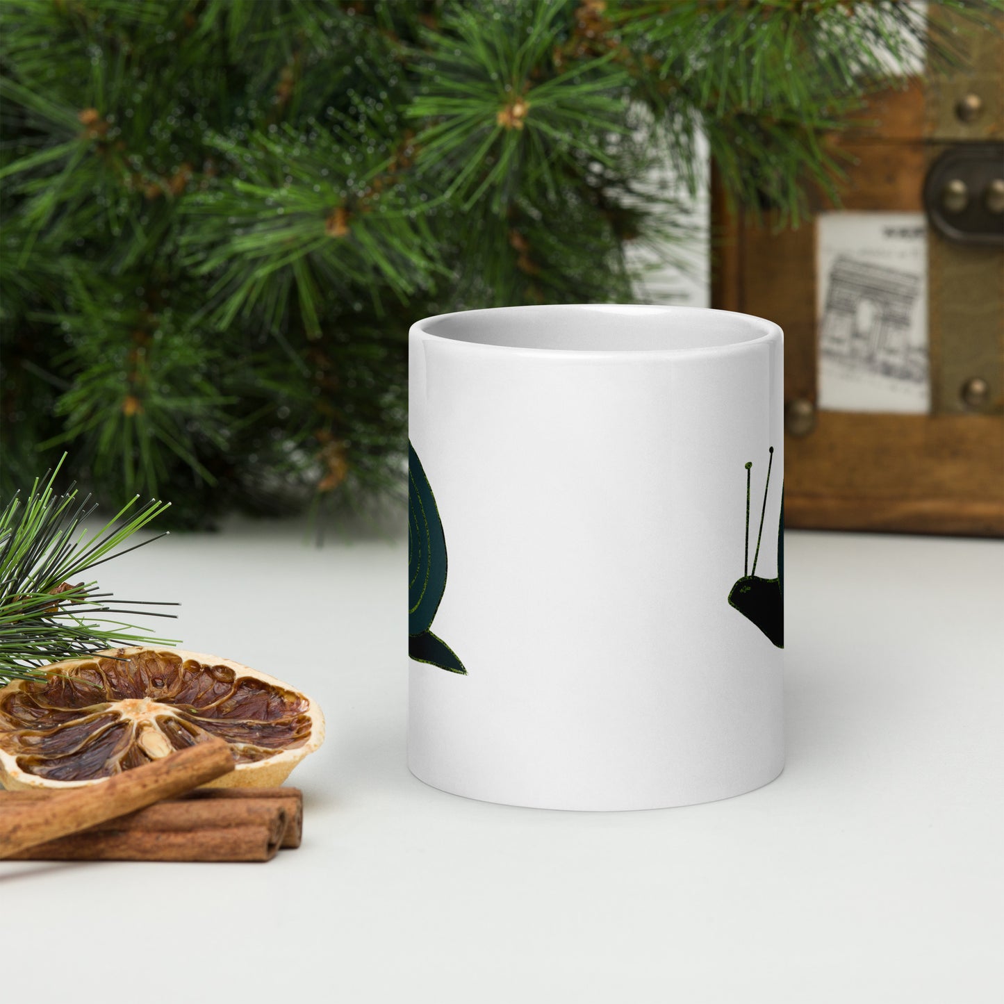 Snail ceramic mug featuring a whimsical snail design with a spiral shell