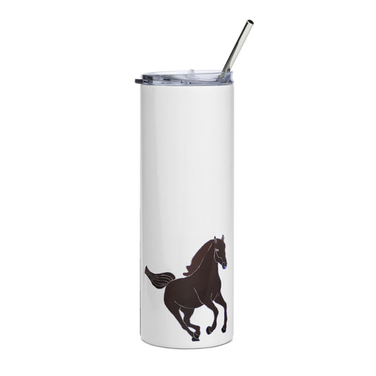 The Good Life Horse Stainless Steel Tumbler Cup with horse graphic and metal straw