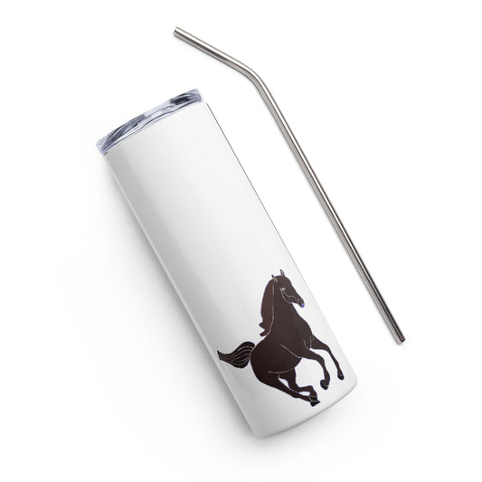 The Good Life Horse Stainless Steel Tumbler Cup with horse graphic and metal straw