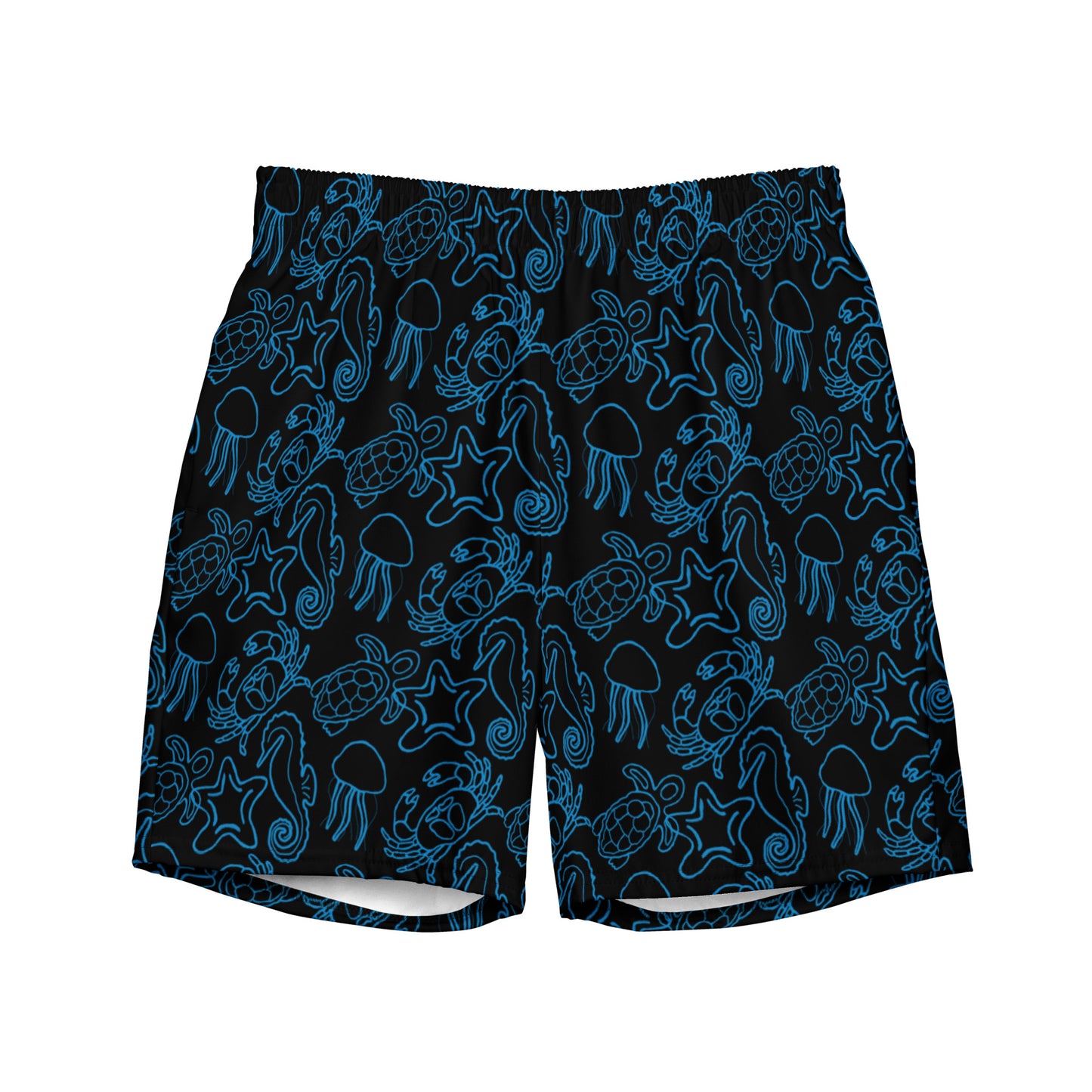 underwater seascape swim trunks in black