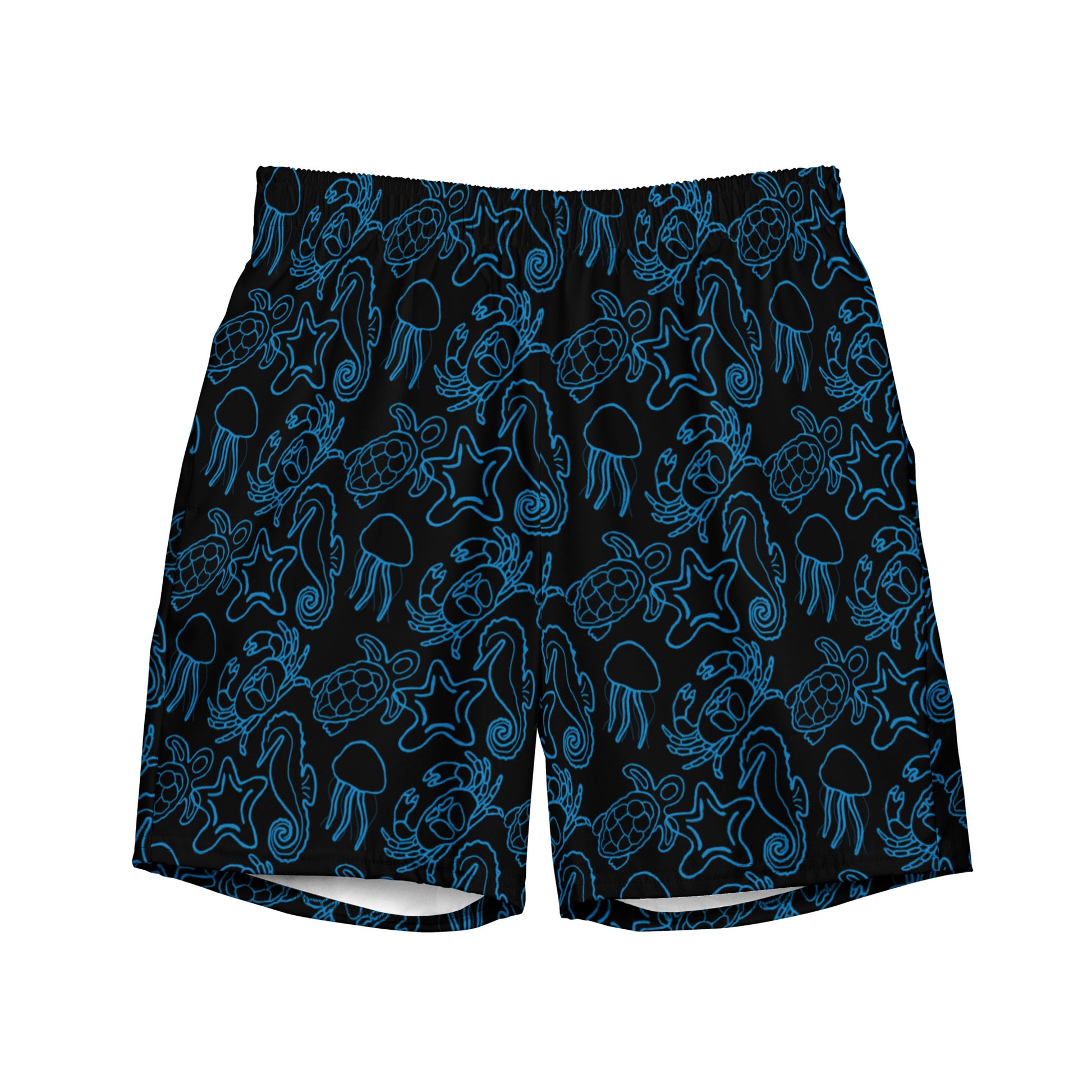 underwater seascape swim trunks in black