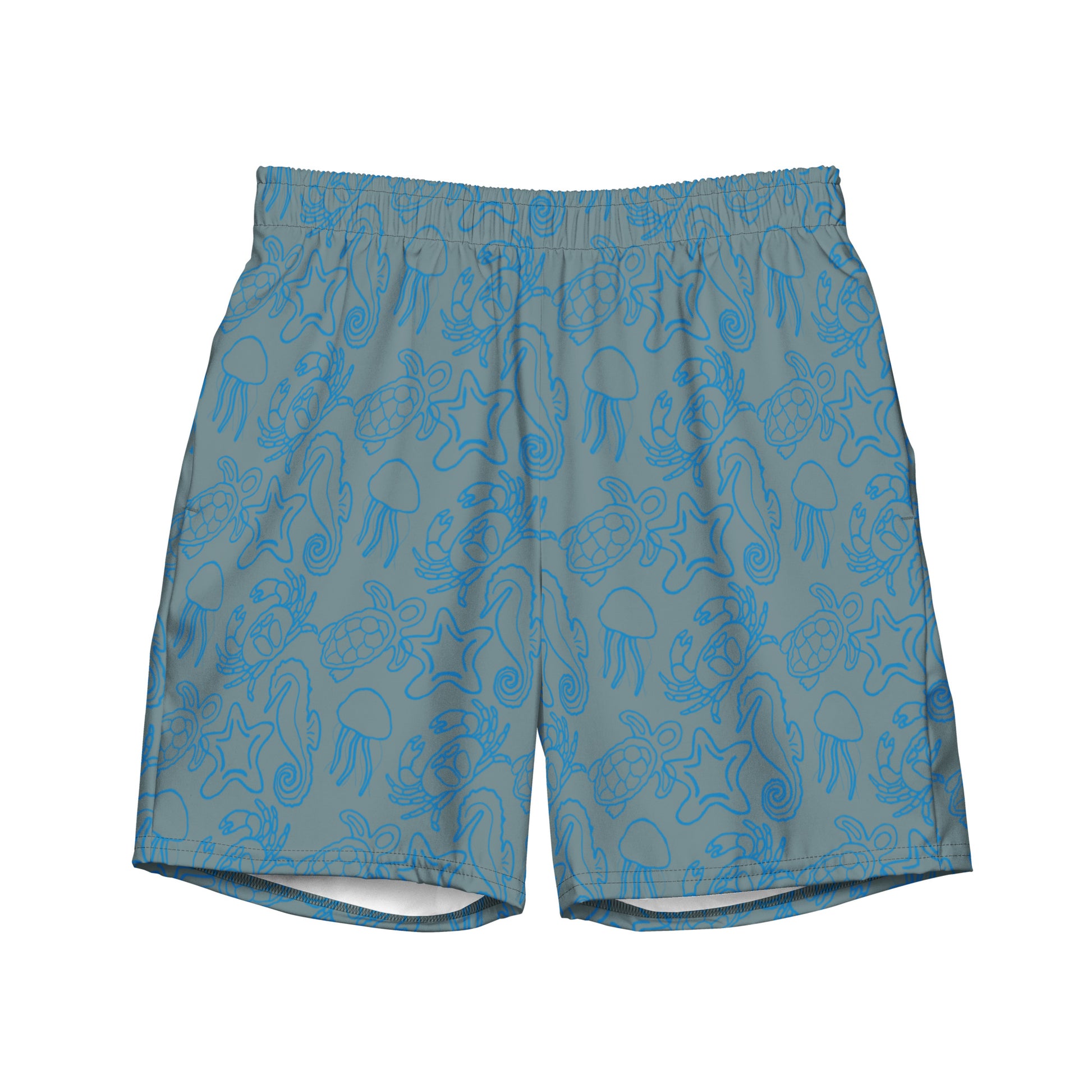 underwater seascape swim trunks in light green