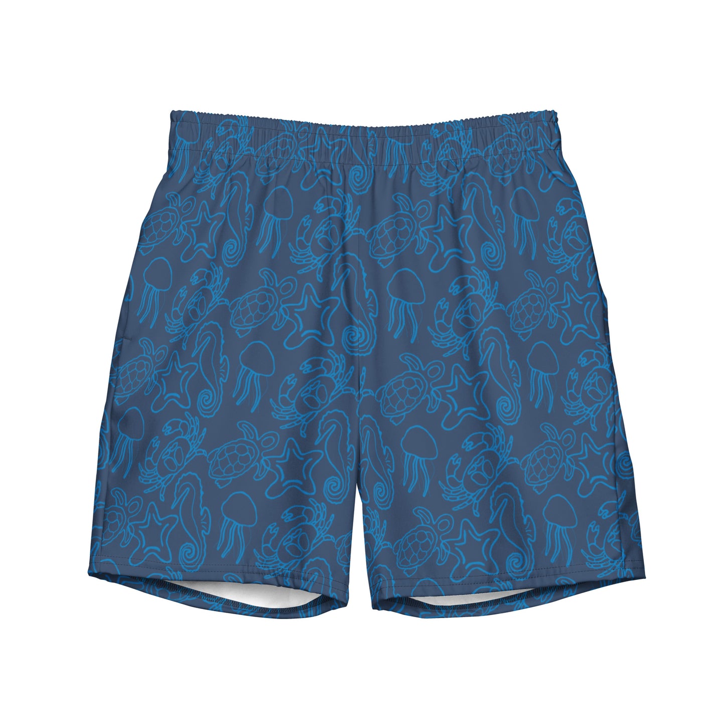 underwater seascape swim trunks in ocean blue