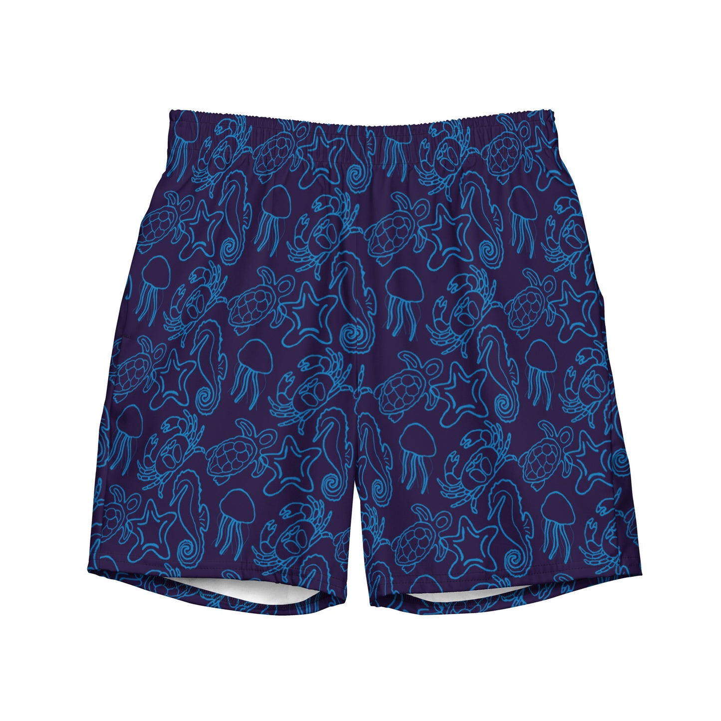 underwater seascape swim trunks in purple