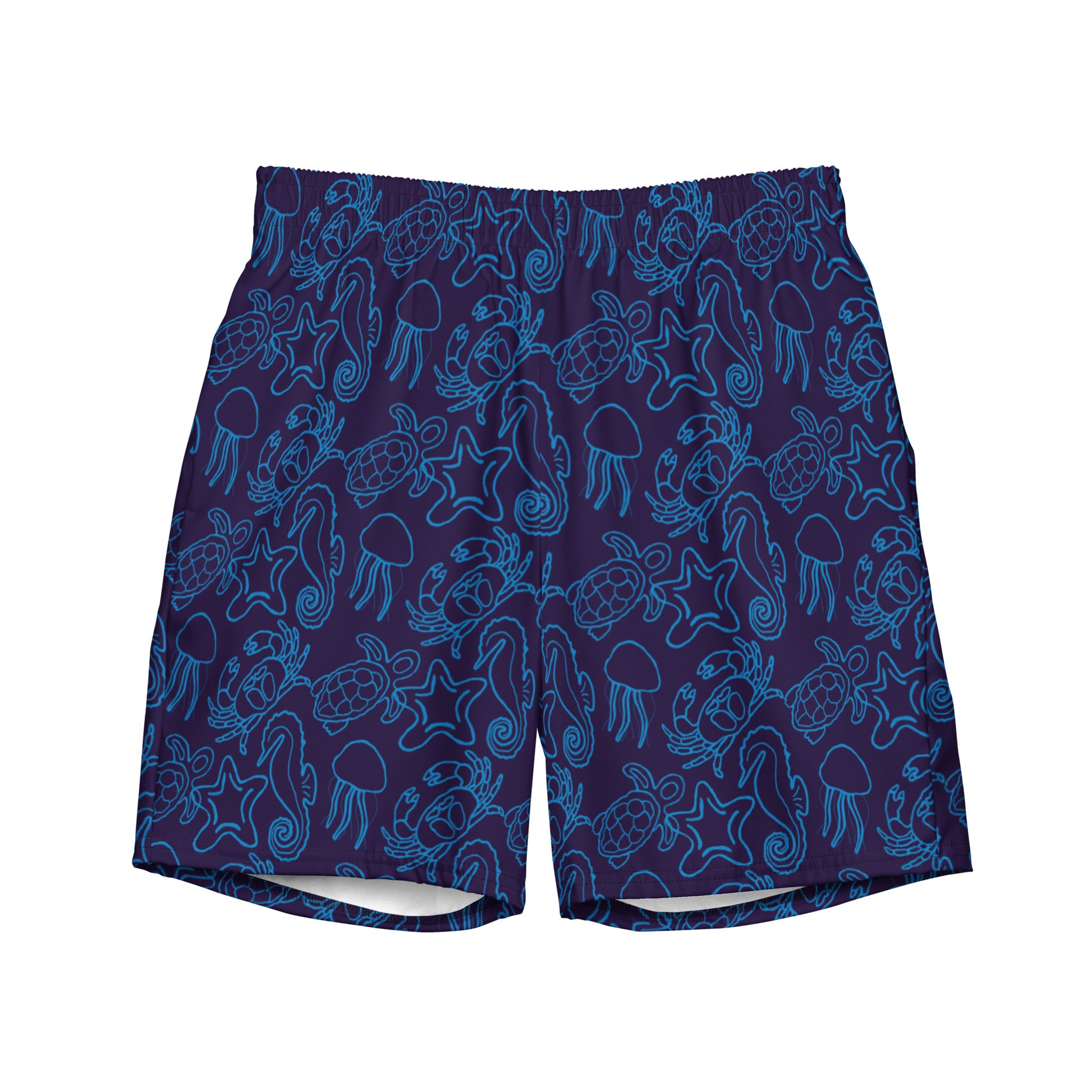 underwater seascape swim trunks in purple