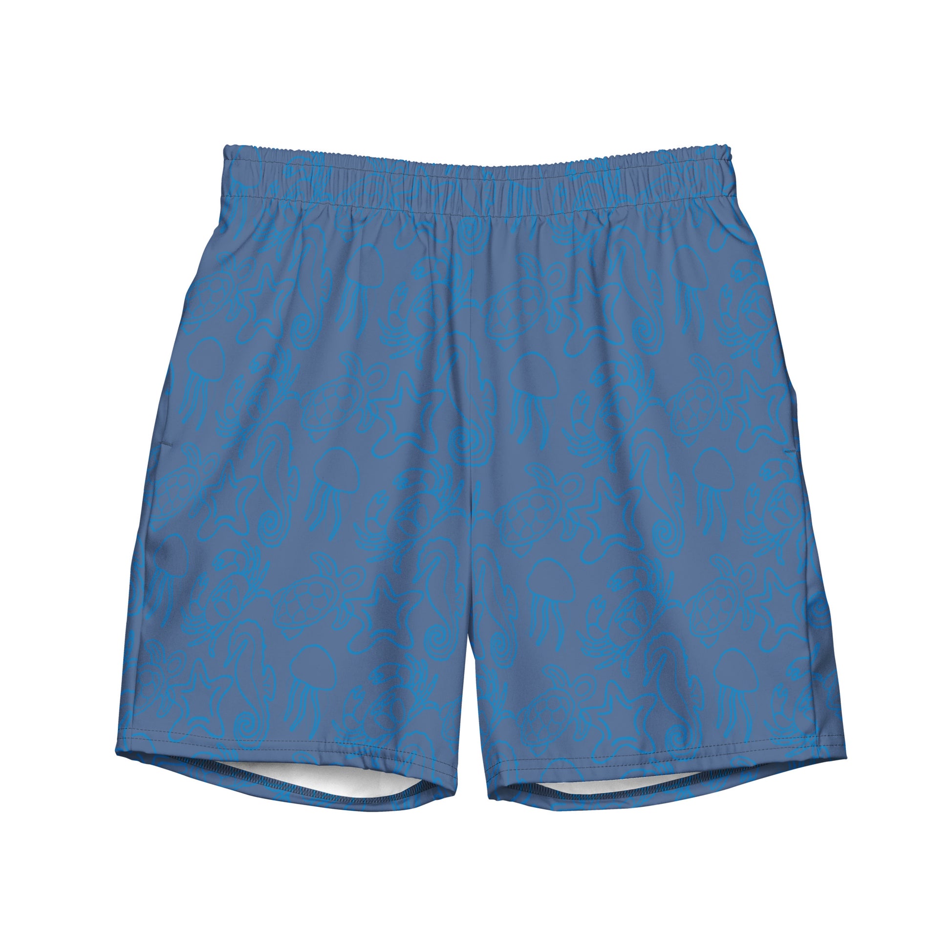 underwater seascape swim trunks in slate blue