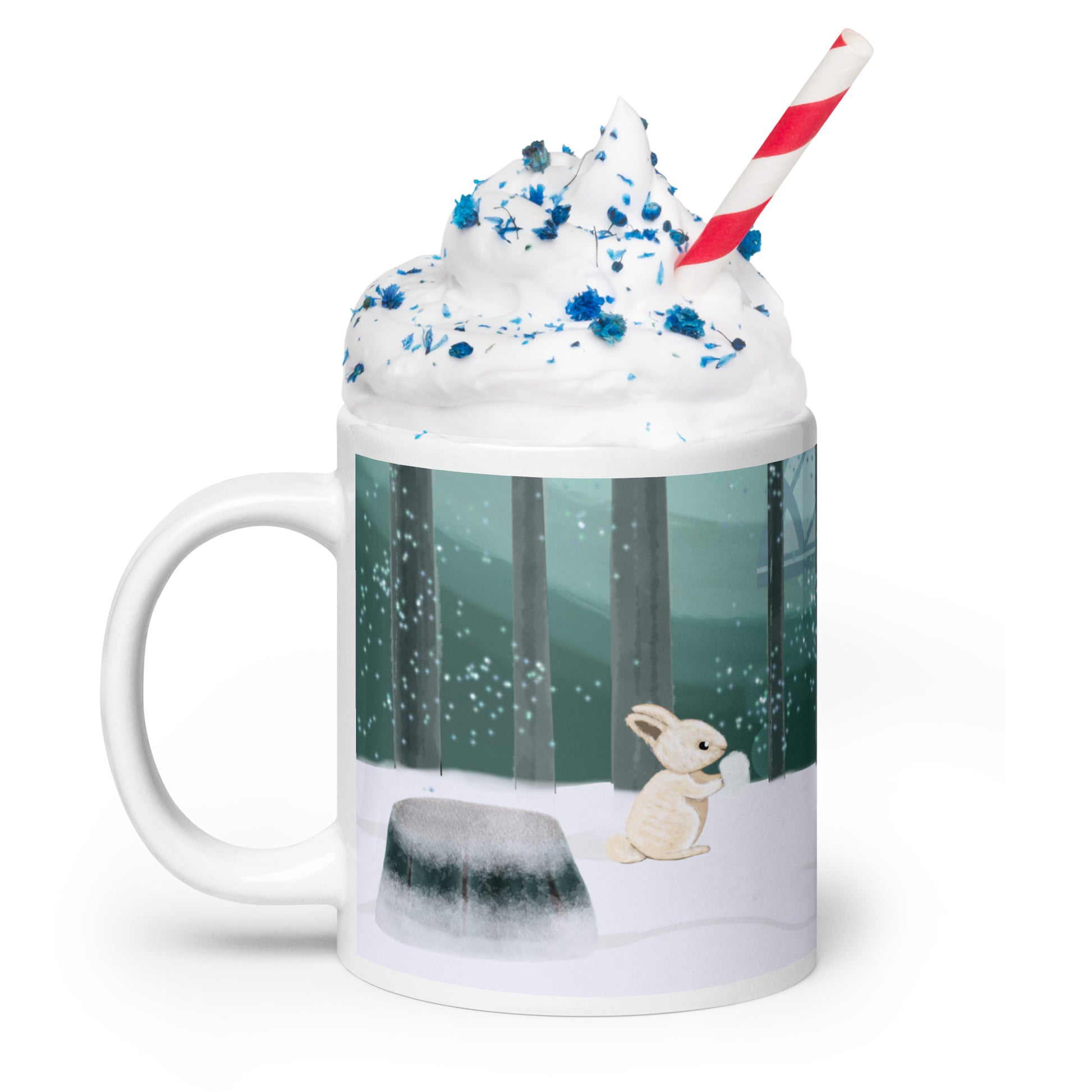 Winters Tale Forest Animals 1 Ceramic Mug perfect Christmas or Thanksgiving gift featuring a squirrel in a snowy forest design