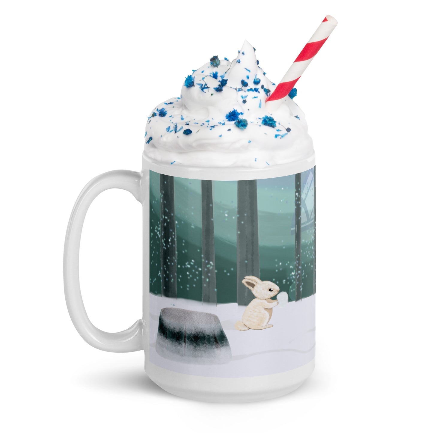 Winters Tale Forest Animals 1 Ceramic Mug perfect Christmas or Thanksgiving gift featuring a squirrel in a snowy forest design