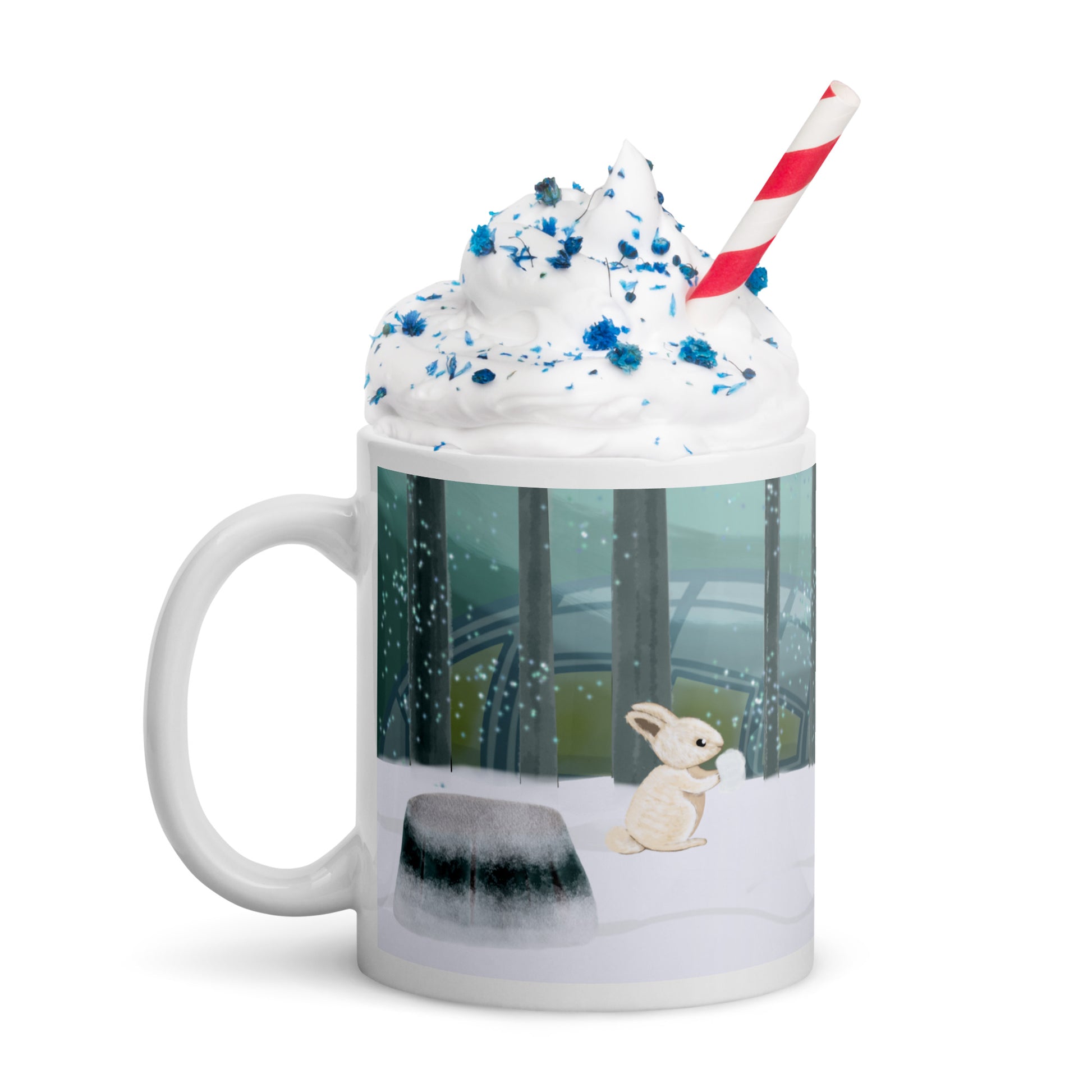 Winters Tale Forest Animals 2 Ceramic Mug perfect Christmas or Thanksgiving gift featuring a squirrel in a snowy forest design