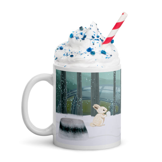 Winters Tale Forest Animals 2 Ceramic Mug perfect Christmas or Thanksgiving gift featuring a squirrel in a snowy forest design