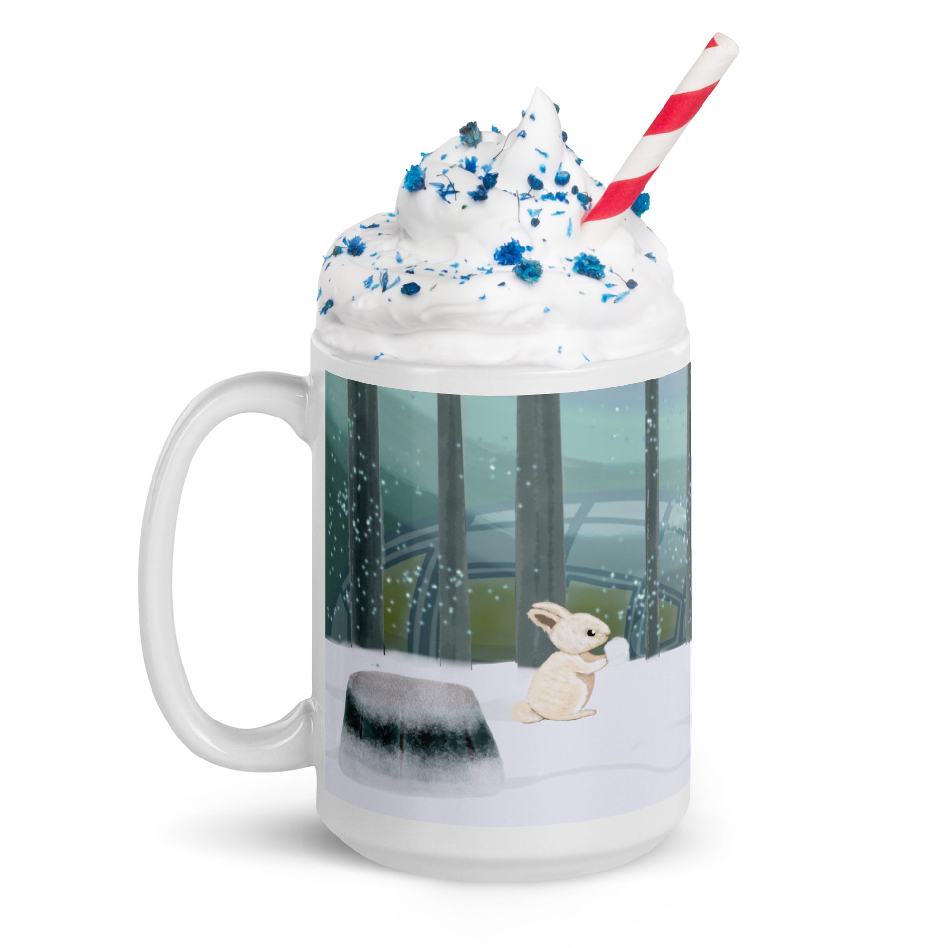 Winters Tale Forest Animals 2 Ceramic Mug perfect Christmas or Thanksgiving gift featuring a squirrel in a snowy forest design